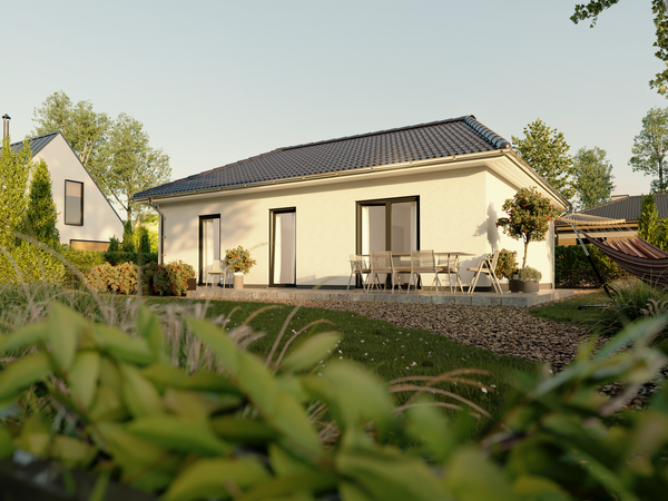 Bungalow 78 mit Terrasse und Gartenansicht