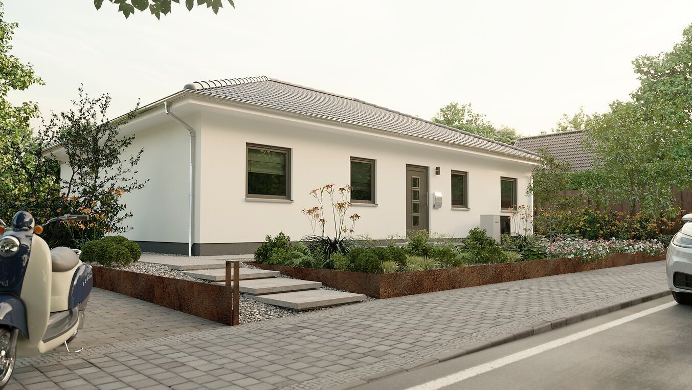 Bungalow 110 mit harmonischer Raumaufteilung und Gartenblick